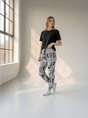 Supreme Black & White Comic-Print 1989 Thrashe Mag Vintage  Pants